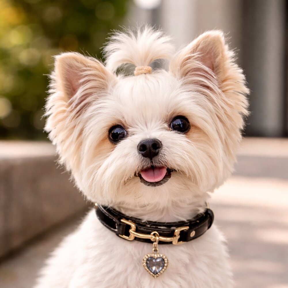 Pet Care Black Faux Leather Dog Collar with Crystal Heart Charm – Size Small